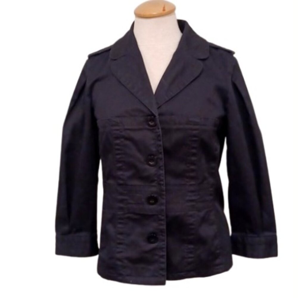 Marc by Marc Jacobs Stretch Cotton Button Front Cropped Sleeve Jacket- Sz. 10